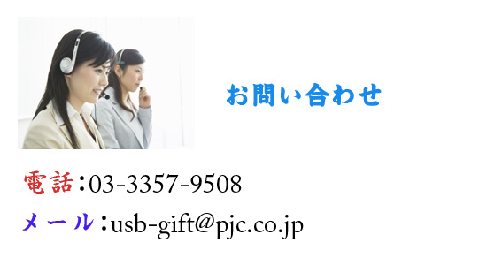 電話:03-5379-7205 E-mail:usb-gift@pjc.co.jp